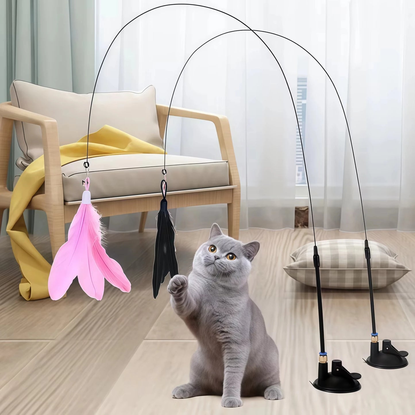 Pet Cat Toys Cute Funny Rainbow Strips Stick Cat Teaser Wand  Pet Toys for Cats Interactive Toys Cat Supplies Pet Products