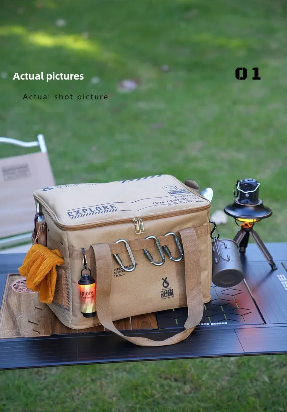 Tactical Camping Storage Bag, 26L Camping Luggage Bag for Hiking, Large Space Cookware Tableware Storage Bag for Picnic