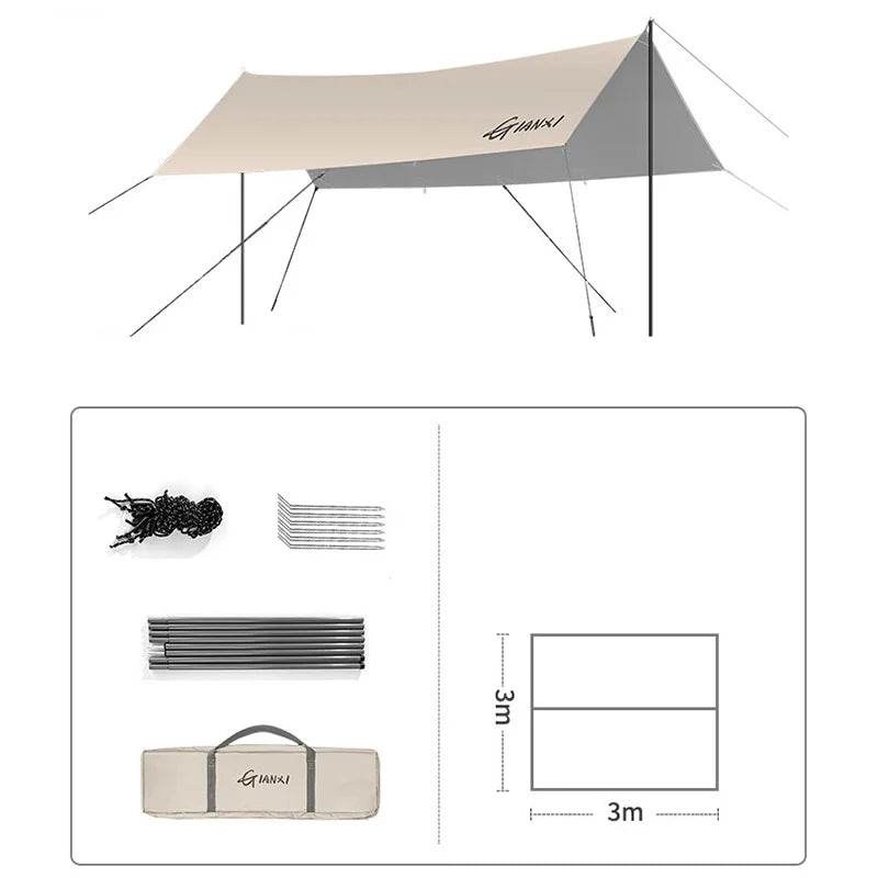 GIANXI Summer Ultralight Outing Camping Awning Gathering Picnic Rectangular Tent Portable Family Outdoor Beach Sunshade