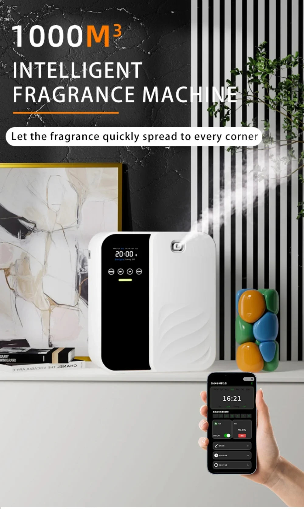 Hotel Aroma Diffuser Machine Wall Mounted Room Fragrance Diffuser Bluetooth Electric Smell Distributor Electric Smell for HomeElectric DiffusersGoWisse.com