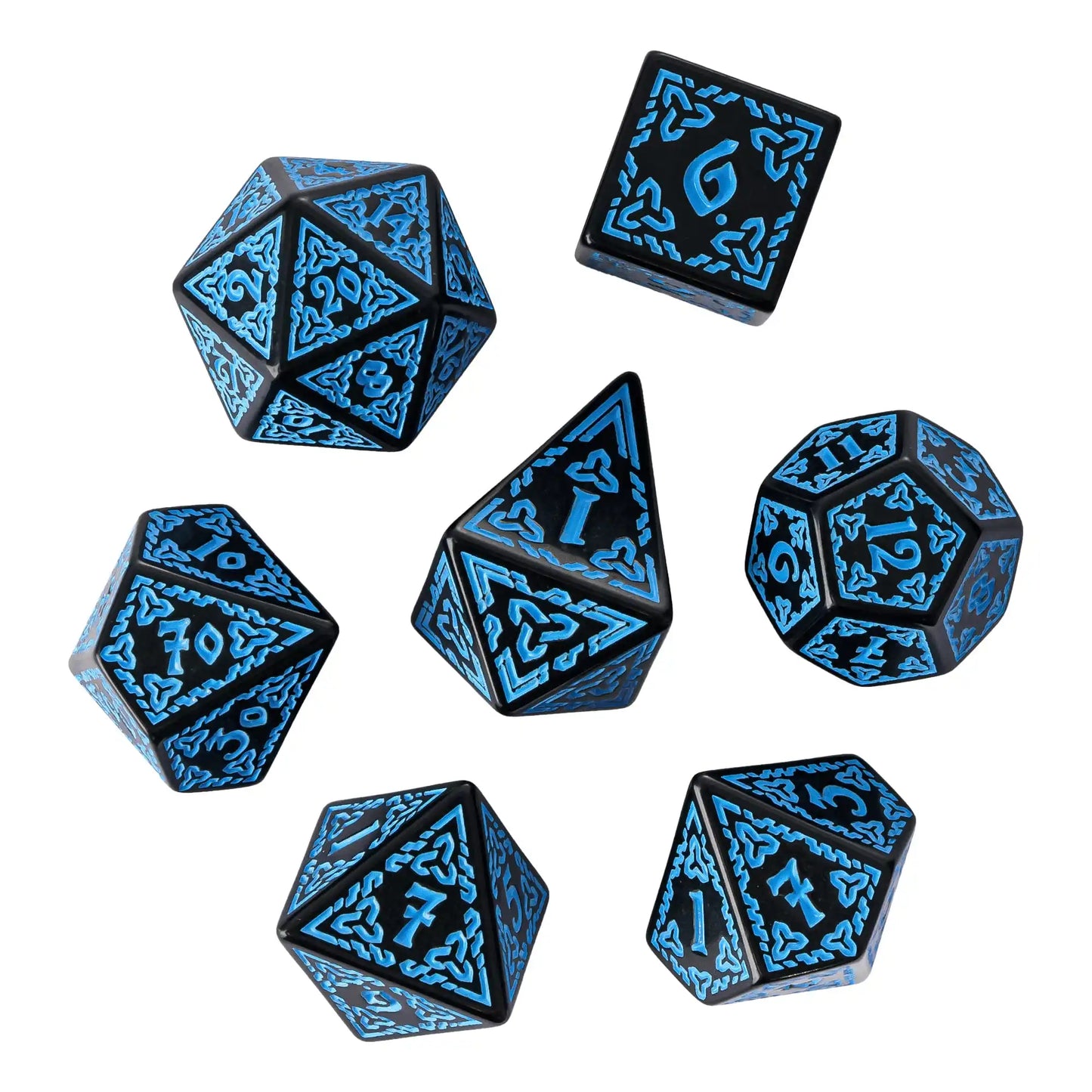 DND Celtic Knot Dice with Unique D4 7Pcs/Set New Pattern D4- D20 Polyhedral Dice for Role Playing Board Game D&D Tabletop Games