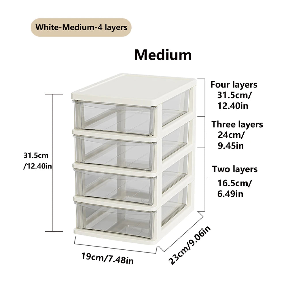 2-6Layers Medium Desktop Storage Box with Drawer Heightened Table Organizer Plastic Office storage cabinet  for home Stationery