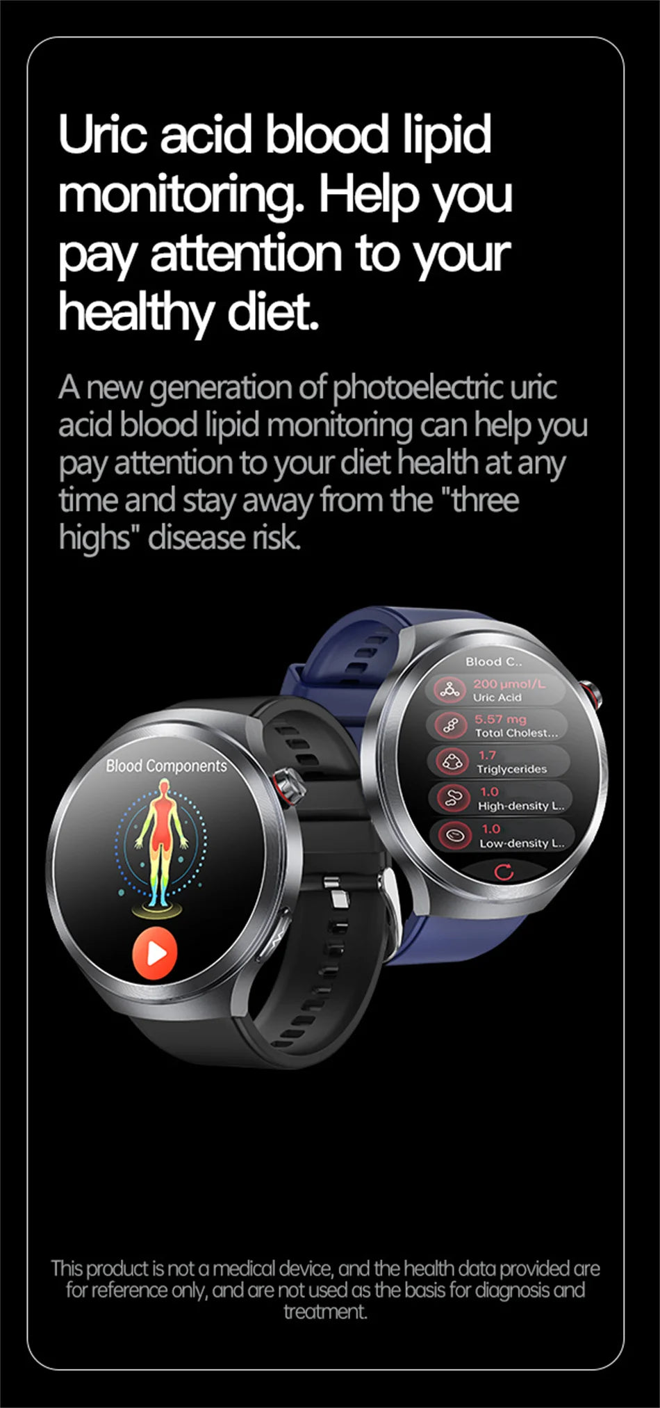 2025 New For HUAWEI Uric Acid Blood Pressure Blood oxygen Body Analysis Smart Watch ECG+PPG Clock Bluetooth call Smart watch Men