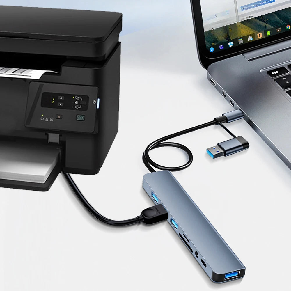 USB HUB with detachable card reader, USB C port, USB 3.0 / 2.0, SD/TF detachable card reader, docking station, accessories