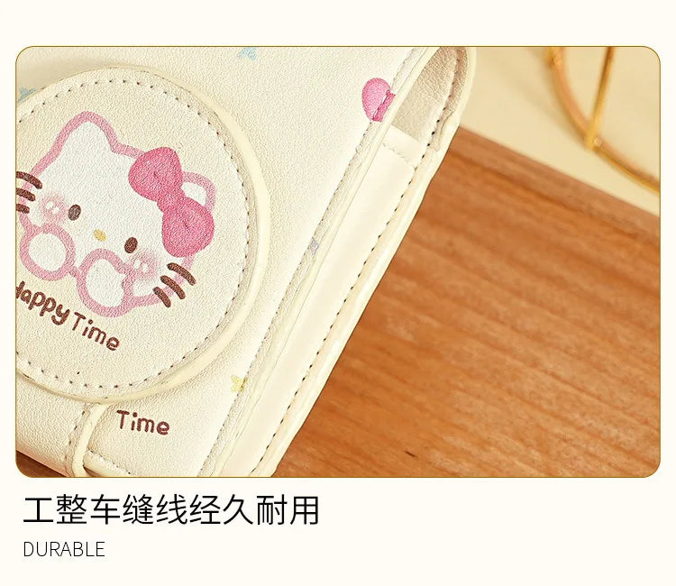 Hello Kitty Fashion Portable Makeup Mirror with Cosmetic Bag Lightweight Travel Touch-up Kit Protective Case Storage Best Gift
