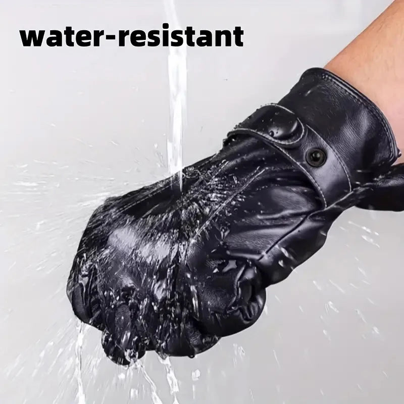 Fashion Touch Screen Faux Leather Gloves Winter Fashion Warm Windproof Sports Cycling Riding Gloves Perfect Men Gifts