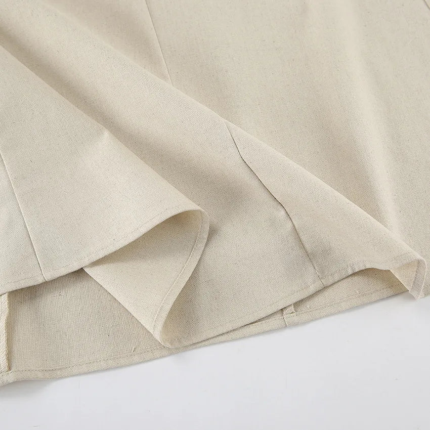Minimalist Cotton Linen Design Strapless Dress Summer Women's Personal Street Elastic Backless Pocket Vacation Beach Dress