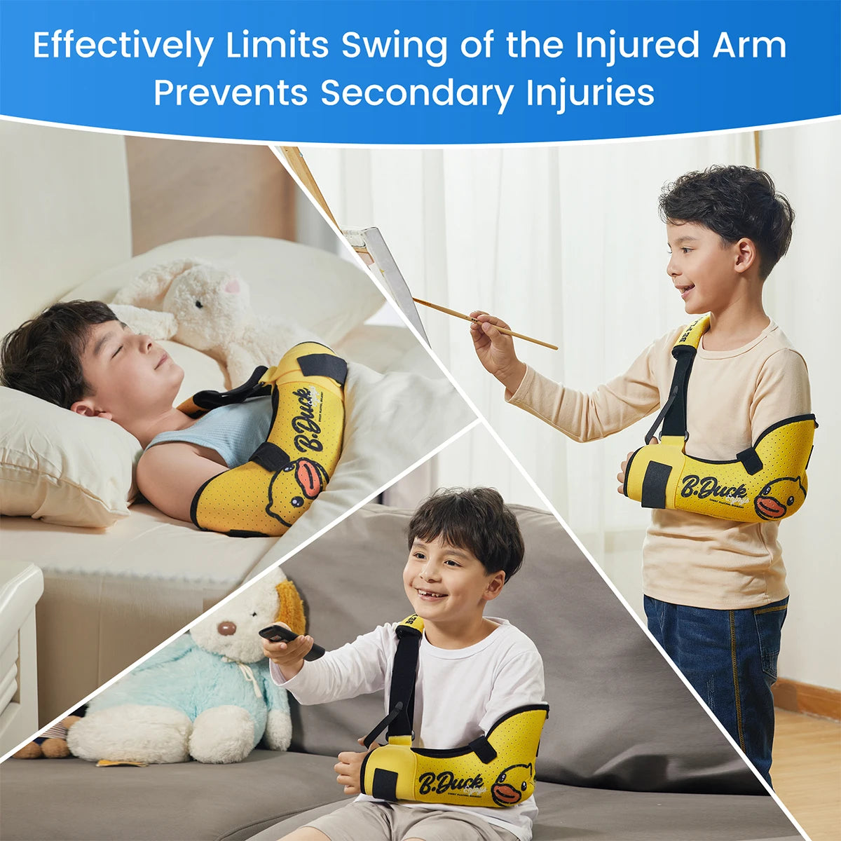 VELPEAU Kids Arm Sling Shoulder Immobilizer with Waist Strap, Sponge Filled Design, Arm Support Brace for Children, Boys, Girls
