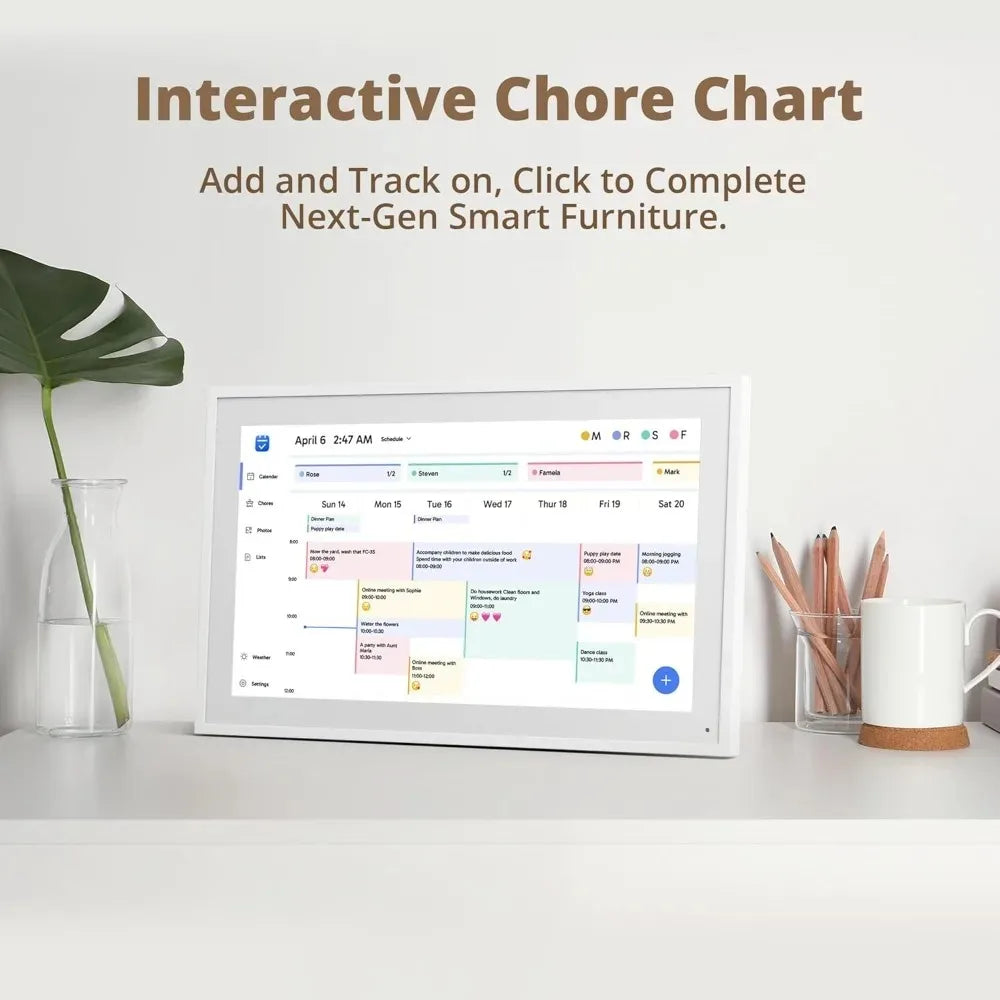 Hindetel 10 inch Digital frame Perpetual Calendar Chore Chart photo video play Smart Touchscreen Display for Family SchedulesInteractive KiosksGoWisse.com