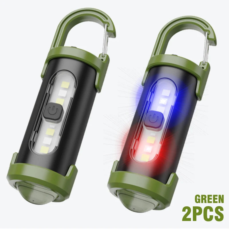 Mini Portable Keychain Flashlight Multifunction COB Work Light 6 Modes Emergency Rechargeable Light for Walking Searching Hiking