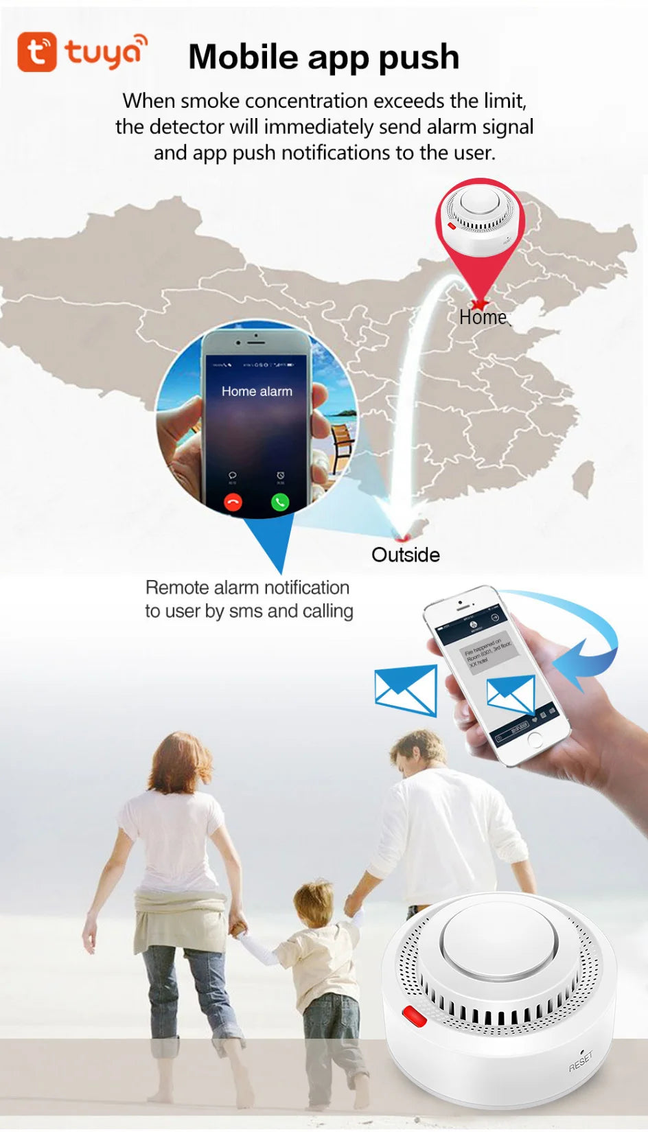 Tuya Smart WiFi Smoke Sensor Fire Protection Smoke Detector 85dB Sound Security System Firefighters Smartlife APP ControlSmoke DetectorsGoWisse.com