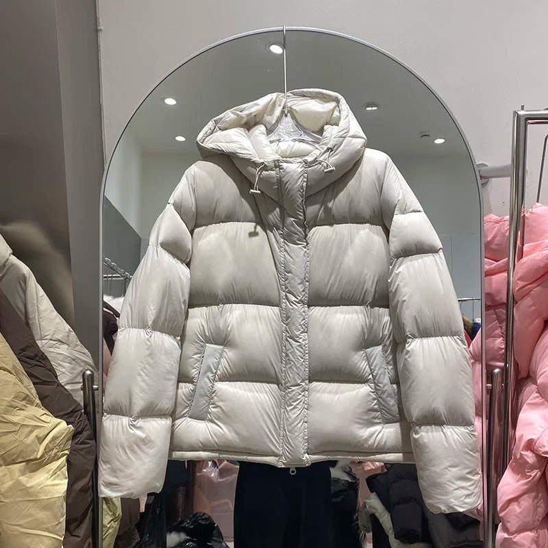 Hooded Down Jacket 2025 New Winter Thickened Down Jackets Women Temperament Women Down Jackets White Duck Down Women's Coat H573