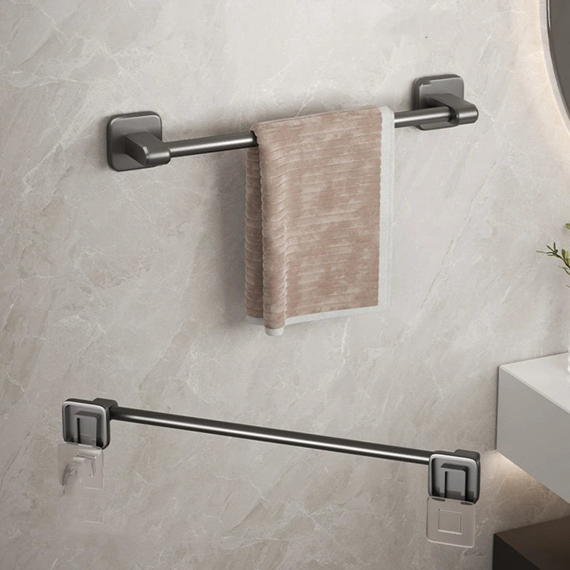Wall Mounted Towel Holder Slipper Rack Bathroom Storage Rack Holder Without Drilling Bathroom Horizontal Bar Towel Rack