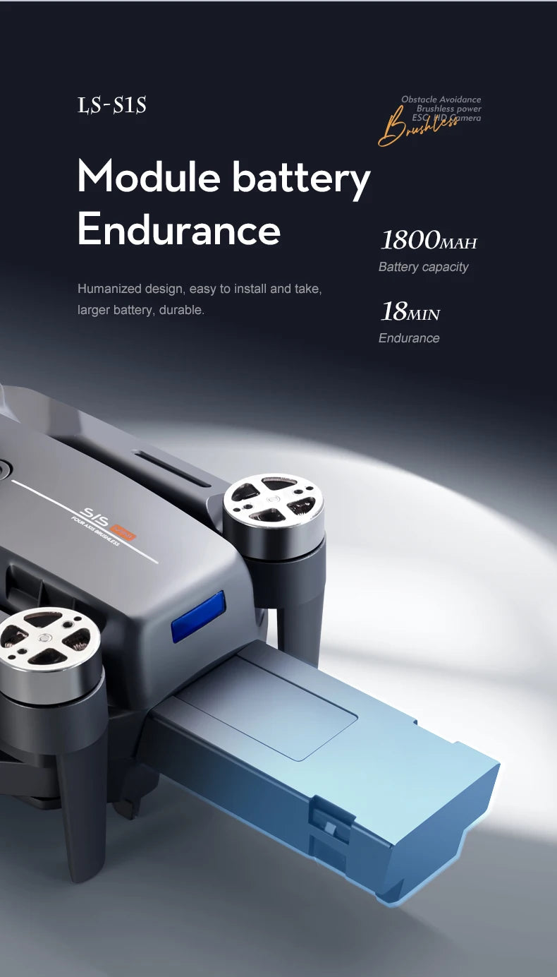 Popular S1S drone 8K high-definition dual camera brushless motor four axis foldable obstacle avoidance aircraft children's toy