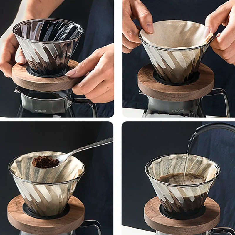 Leeseph Espresso Glass Carafe Coffee Pot, Pour Over Coffee Filter Kettle - 400ml 600ml Diamond Glass Coffee Sharing Pot