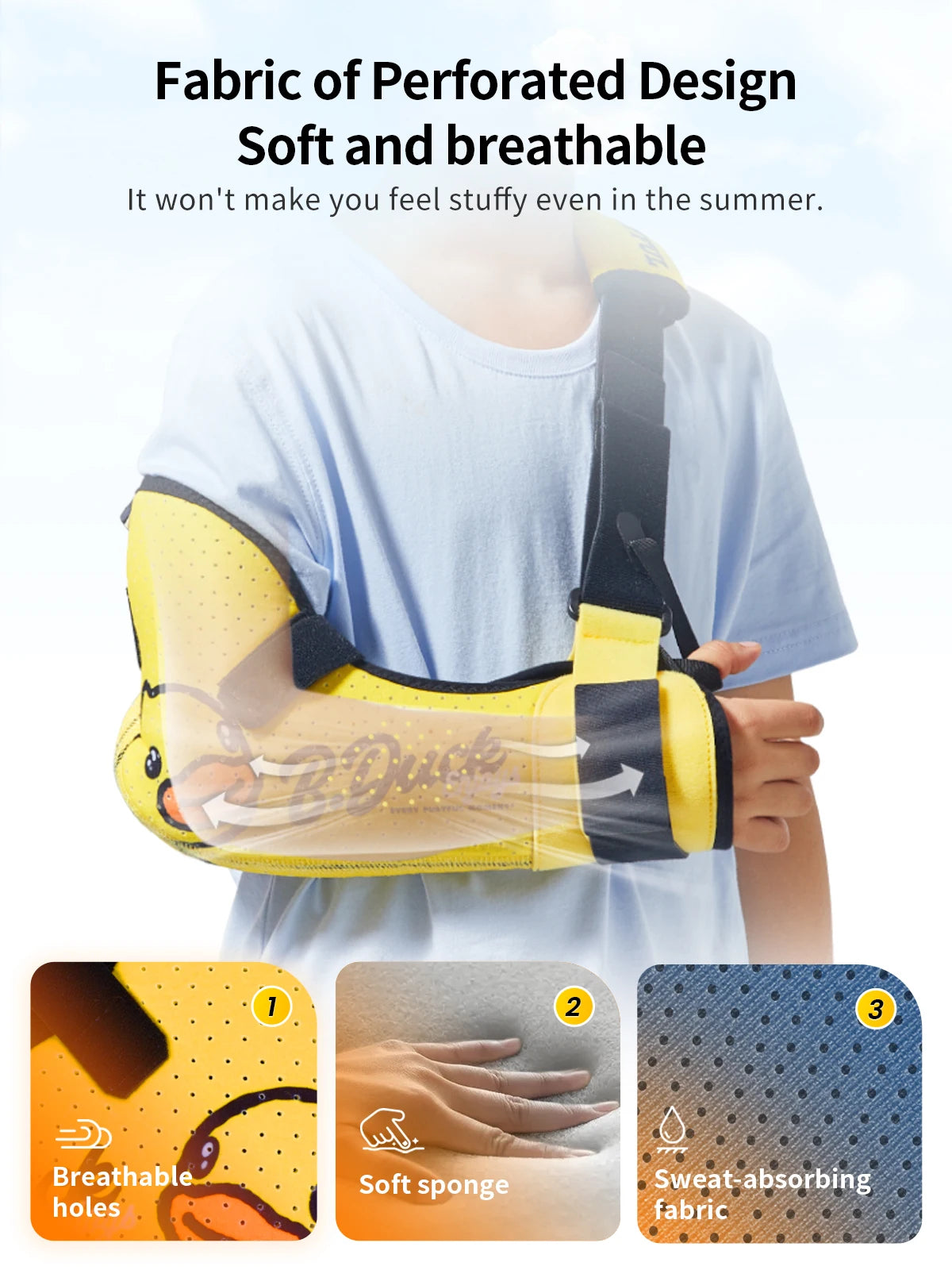 VELPEAU Kids Arm Sling Shoulder Immobilizer with Waist Strap, Sponge Filled Design, Arm Support Brace for Children, Boys, Girls