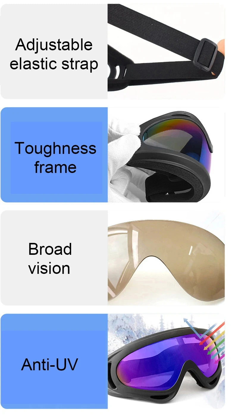 Skiing Goggles Cycling Motorcycle Windproof Goggles Anti-fog UV400 Snowboard Snow Goggles Winter Outdoor Sport Skiing Eyewear