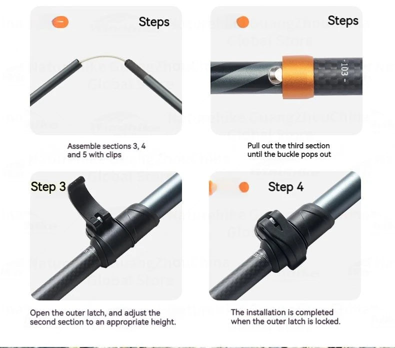Naturehike 5-Section Walking Stick Pole Carbon Fiber Aluminum Alloy Folding Teleskopic Ultralight Trekking Hiking Canes UL Pro