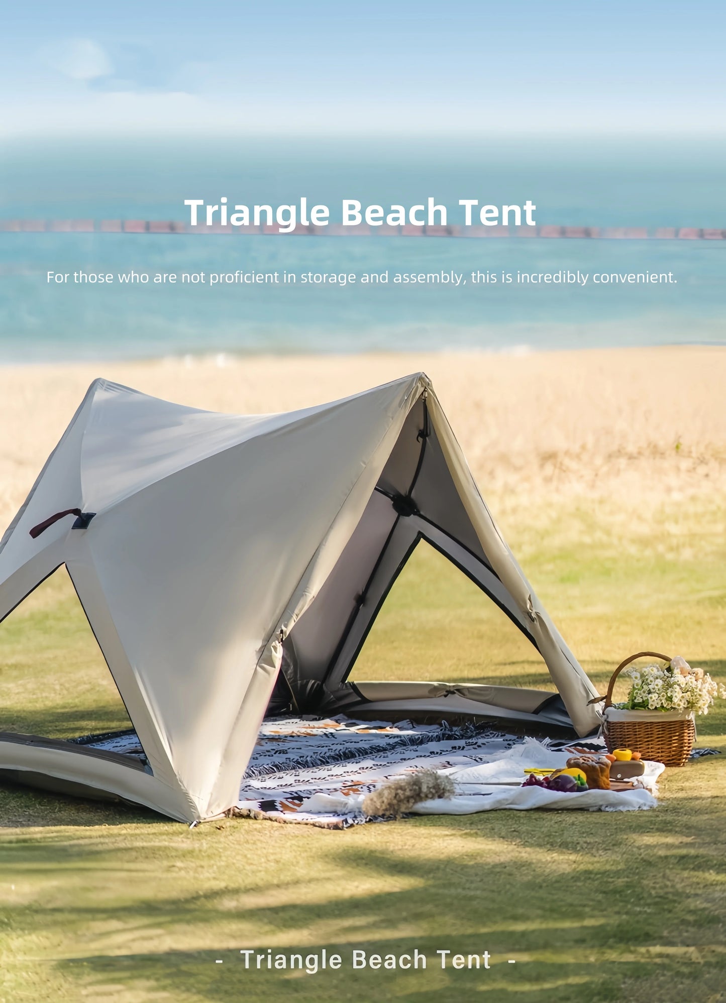 Camping Tent Beach Tent 3-4 Person Family Foldable Shelter Waterproof Automatic Setup For Camping Hiking Traveling