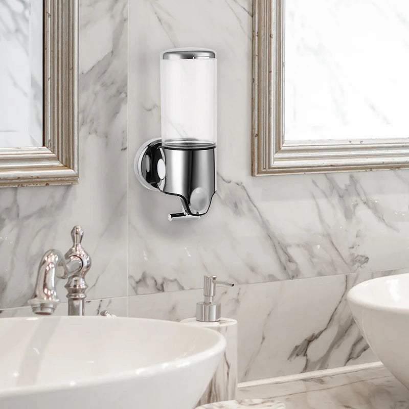 Hotel Soap Dispenser Manual Press Wall-mounted Punch-free Shower Gel Shampoo Hand Sanitizer Box Bathroom Decoration Accessories
