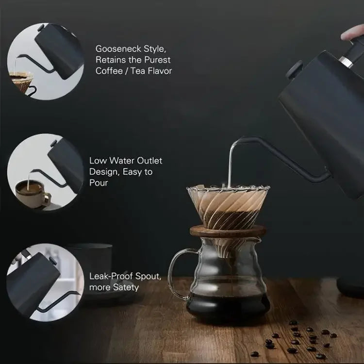 Intelligent Temperature Controlled Hand Brewed Coffee Pot Stainless Steel Fine Mouthed Electric Heating Water Insulation Kettle