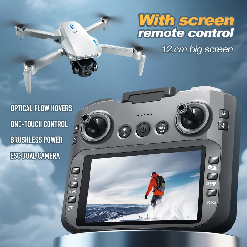 E88GT Drone 8K Professional HD 360° Dual Camera 12.5cm Screen Remote Control Brushless Motors Obstacle Avoidance Quadcopte 2025