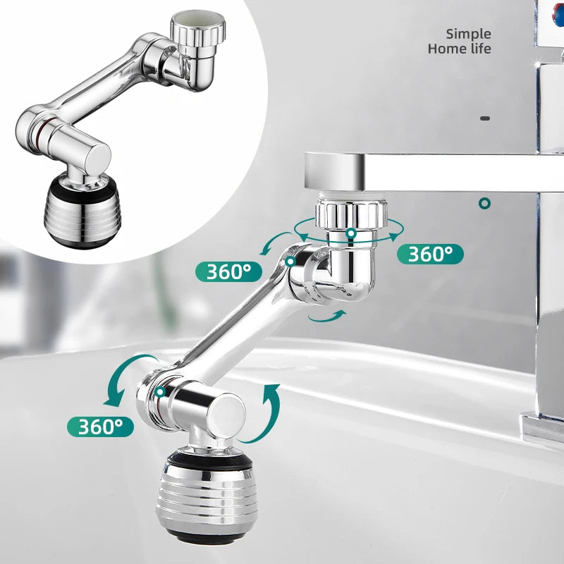 2pcs 1080° Swivel Faucet Spray Head Wash Basin Robot Arm Faucet Extender Sink Accessories for Extension Faucet Easy Install