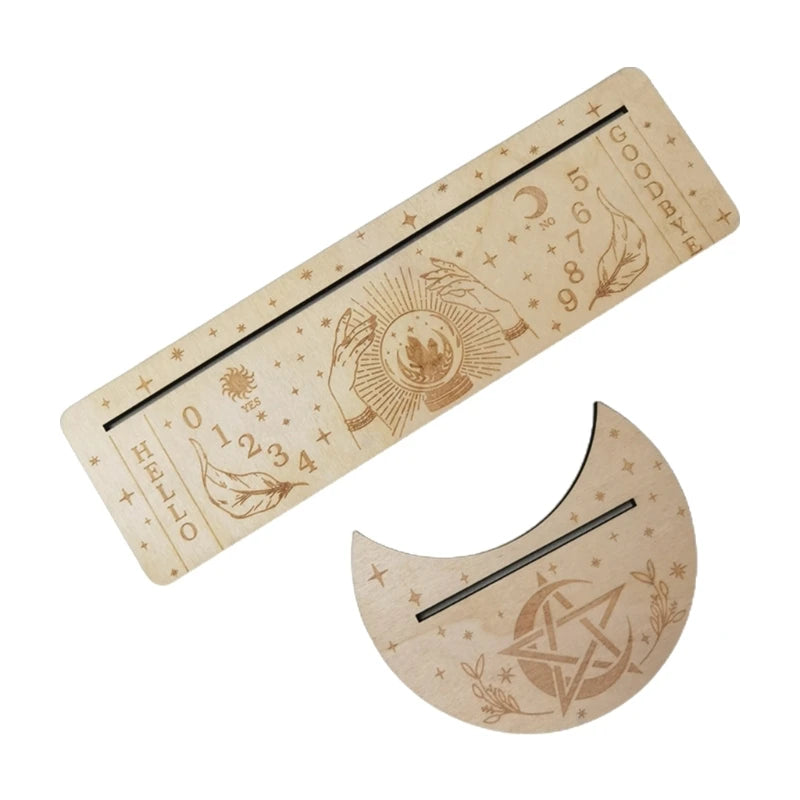 Wooden Tarot Card Stand Holder Moon Phases Altar Base Moon Shape And Rectangle Cards Holder For Witch Divination Tools