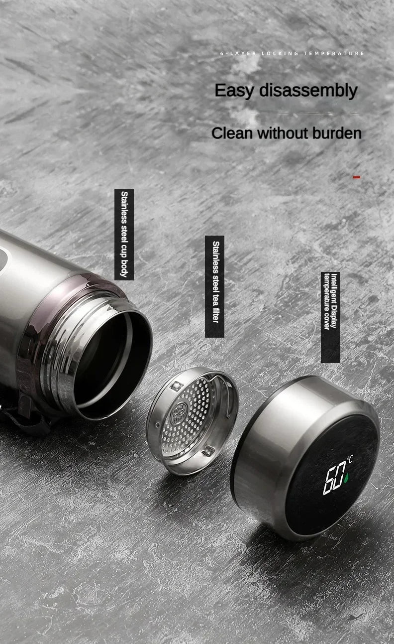 StainlessSteel Thermos Bottle with LED Temperature Display, 500-1000ML