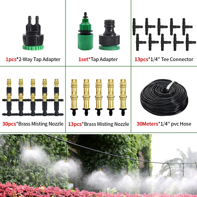 Automatic Sprayer System Patio Misting Cooling Adjustable Rotating Copper Atomizing Nozzle Nebulizer Sprinkler irrigation kit