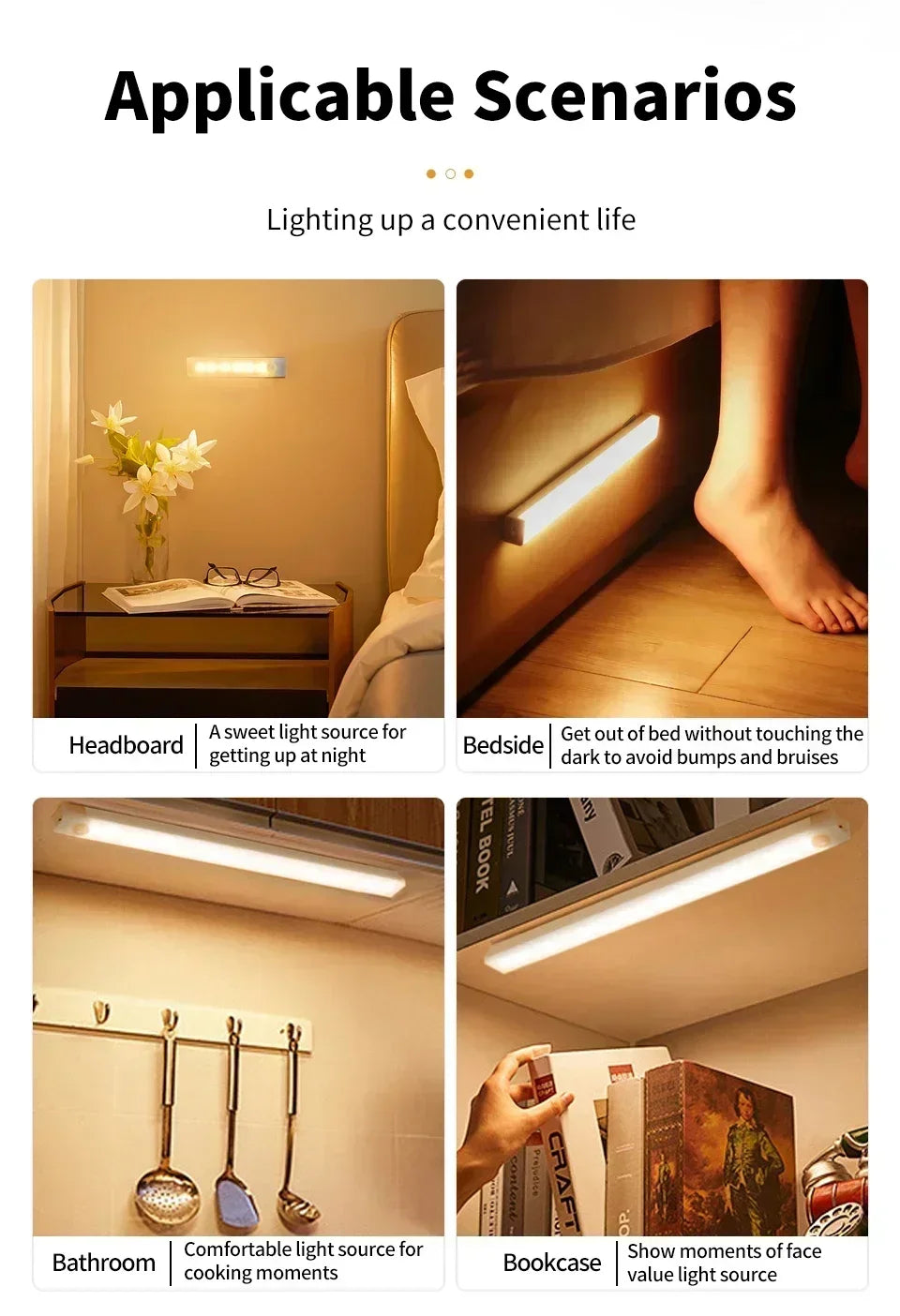 Wireless LED Motion Sensor Cabinet Light USB Rechargeable Led Night Light Cabinet Wardrobe Magnetic LampUnder Backlight For Room