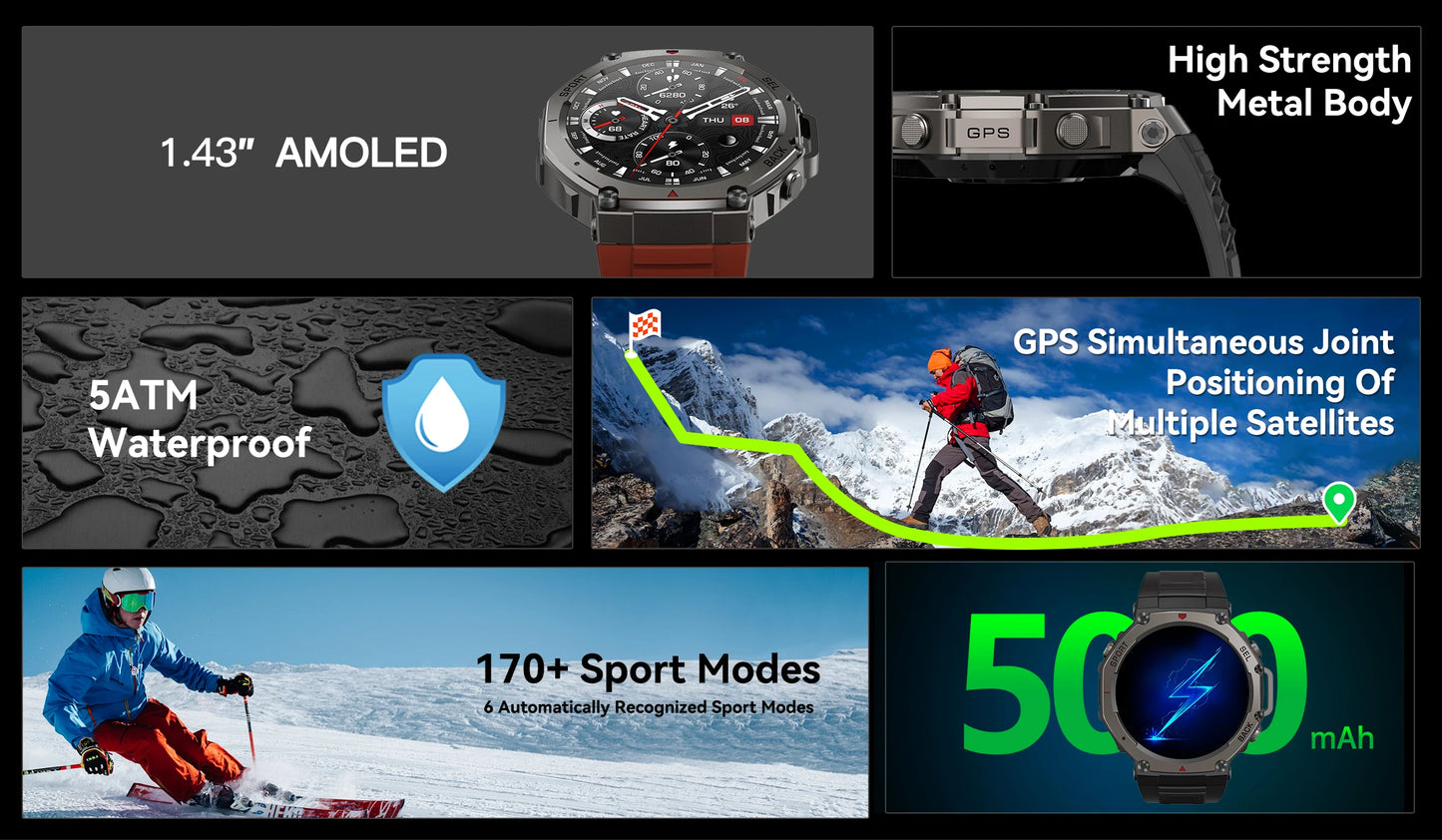 New T-Rex3 GPS Smart Watches 2025 for Xiaomi IOS Military Smartwatch Men 10ATM Waterproof 170 Sport Modes Built-in GPS BT Call