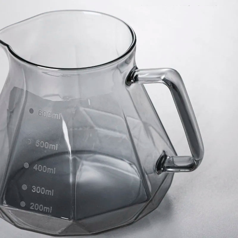 Leeseph Espresso Glass Carafe Coffee Pot, Pour Over Coffee Filter Kettle - 400ml 600ml Diamond Glass Coffee Sharing Pot