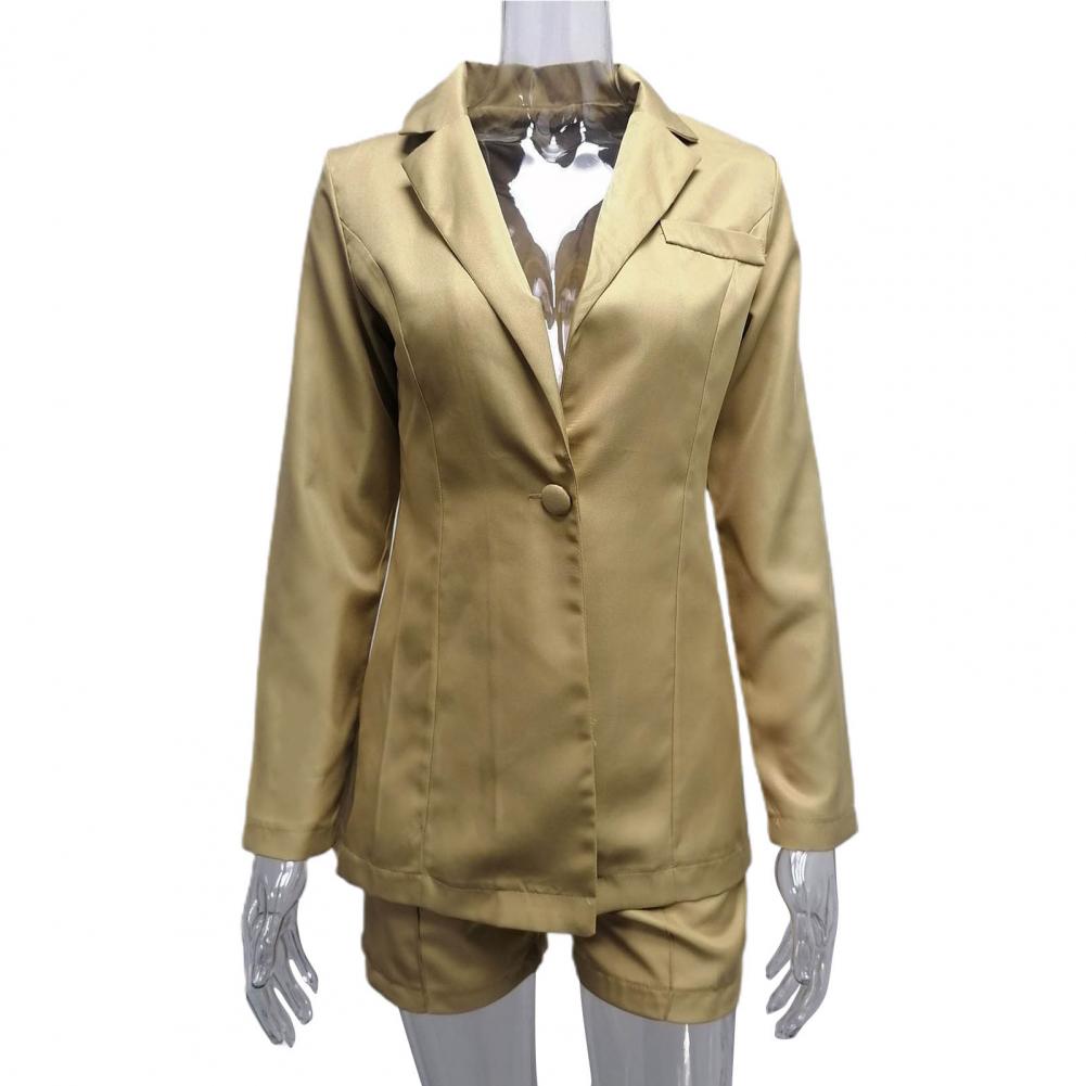 Women Suit Coat Single Button Lapel Deep V Neck Solid Color Formal Business OL Commute Lady Coat Jacket Slim Fit Blazer