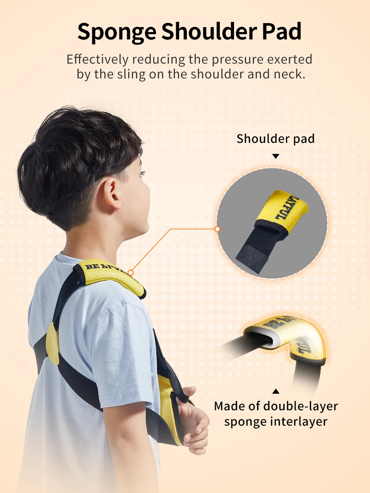 VELPEAU Kids Arm Sling Shoulder Immobilizer with Waist Strap, Sponge Filled Design, Arm Support Brace for Children, Boys, Girls