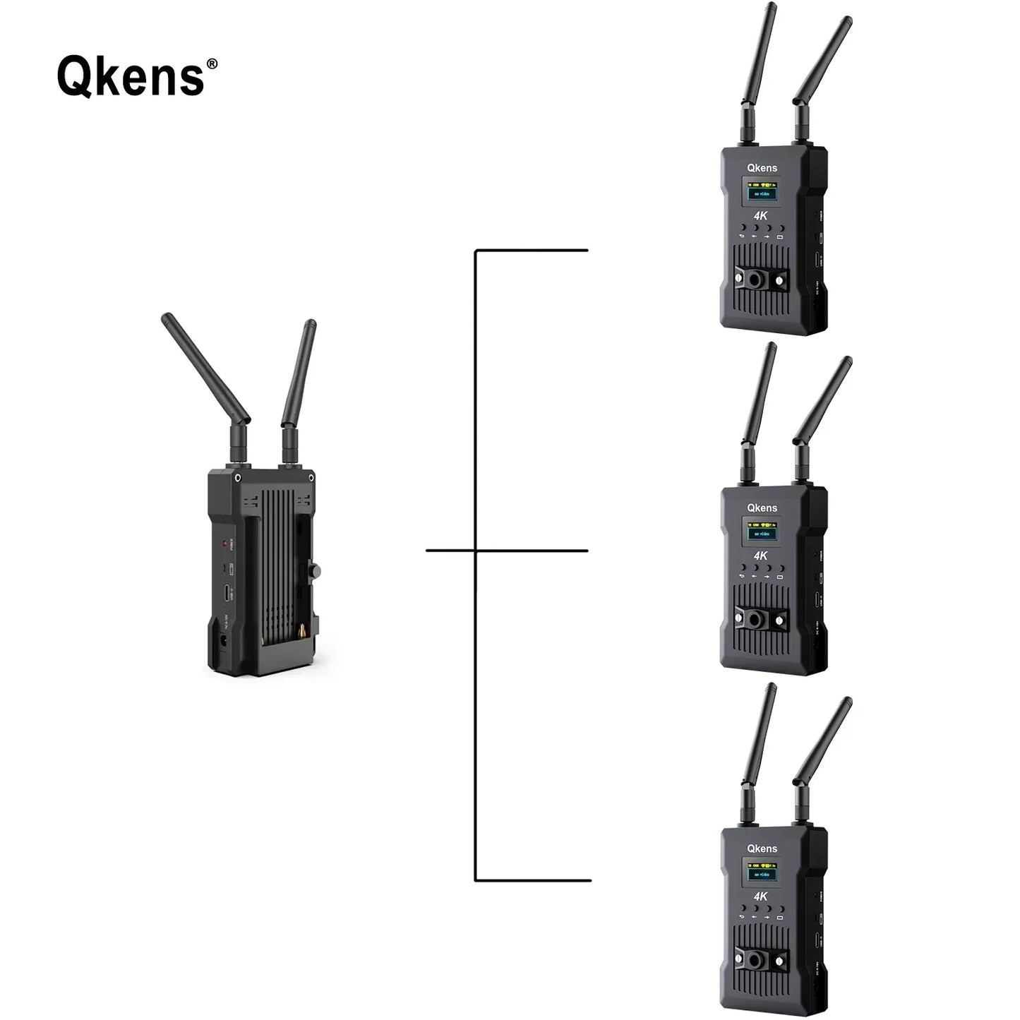 200m 4K Wireless HDMI Extender Dual Display Video Transmitter and Receiver Support Battery Switcher DSLR Camera Laptop PC To TV