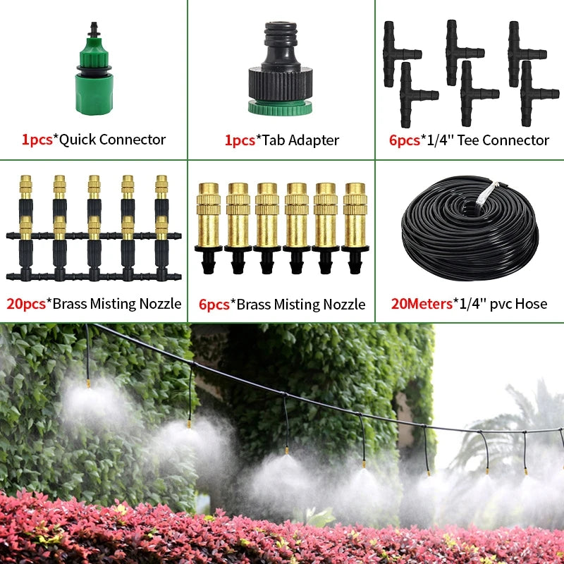 Automatic Sprayer System Patio Misting Cooling Adjustable Rotating Copper Atomizing Nozzle Nebulizer Sprinkler irrigation kit
