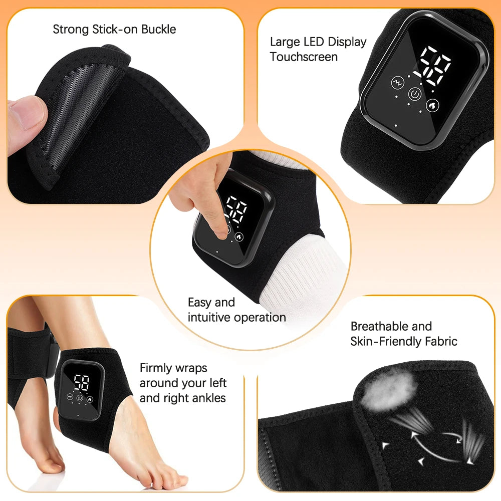 Electric Ankle Protector Ankle & Wrist Massager Foot Brace Hot Compress Vibration Ankle Support Guard Band Muscle Relaxation
