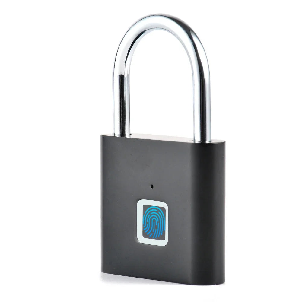 1PC Electronic Semiconductor Fingerprint Lock Smart Door Lock Rechargeable Security Padlock for Dormitory Home
