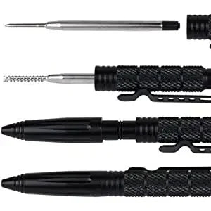 Military Tactical Pen, Professional Self Defense Pen, Emergency Glass Breaker Pen - Tungsten Steel, Writing Tool with 6 Refill