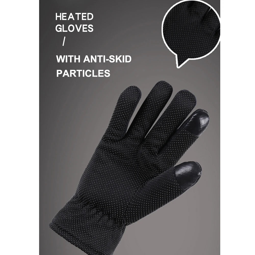 Heated Full Finger Mittens Touch Screen USB Warm Hand Heating Gloves Windproof Constant Temperature for Skiing Riding Hiking