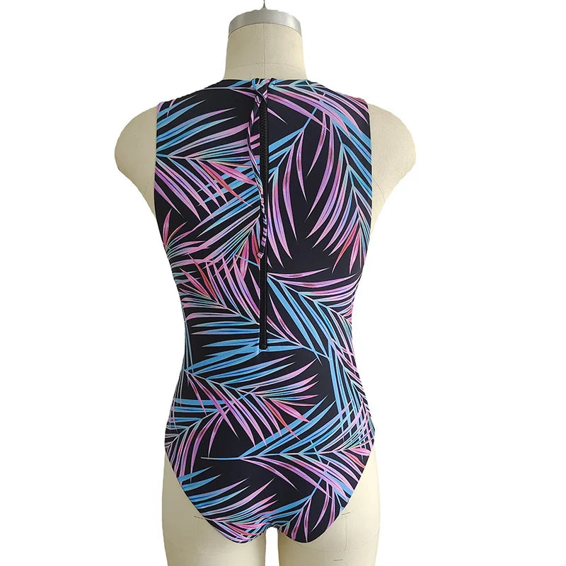 2023 Summer Conservative Tropical Plant Printing Bikini One-piece Swimsuit Beach Bikini Mini Micro Hot