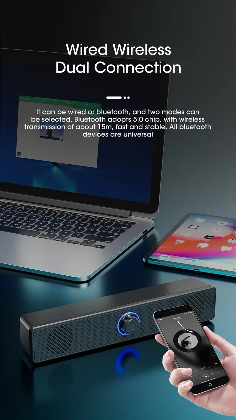 Wired USB Bluetooth Computer Speaker Stereo Subwoofer Soundbar 3D Home Surround Speakers for PC Music Player Wired Loudspeaker