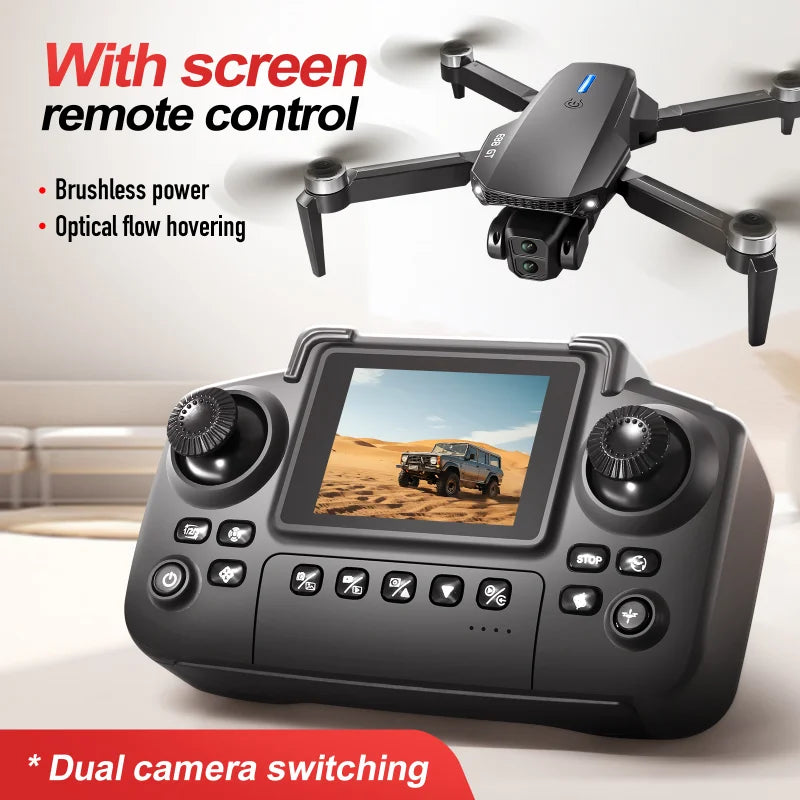 E88GT Drone 8K Professional HD 360° Dual Camera 12.5cm Screen Remote Control Brushless Motors Obstacle Avoidance Quadcopte 2025