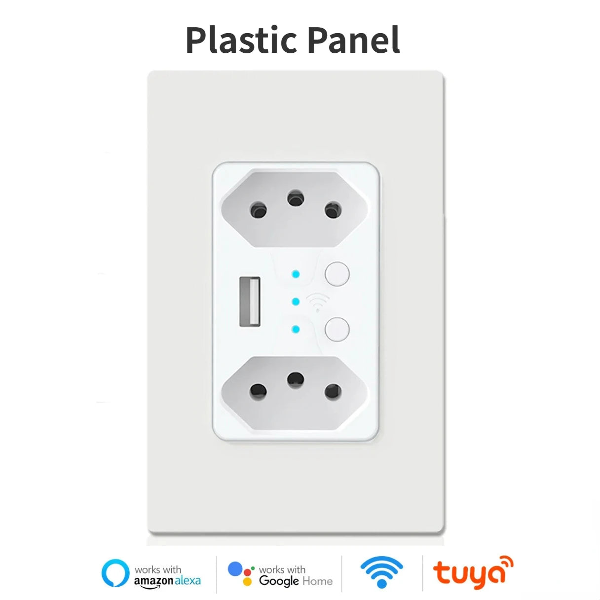 Melery Brazil WiFi Smart Wall Socket USB Tuya Electrical Plug Outlet PC/Glass Panel Alexa Google Home,Whole House Intelligence
