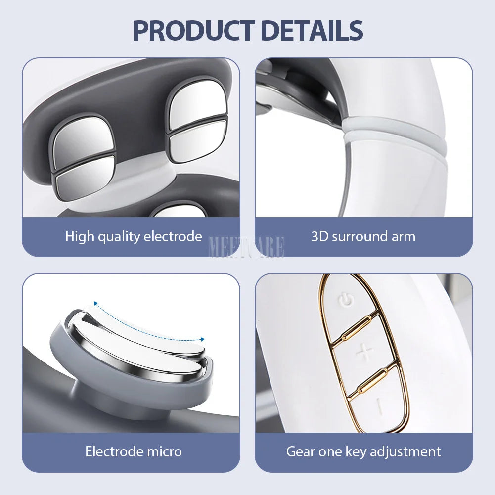 Smart Back Neck Massager TENS Pulse Shoulder Neck Massage Cervical Heating Relieve Pain Muscle Health Care