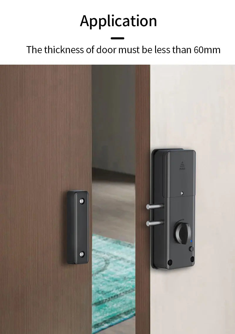 No Drilling Smart Tuya App Bluetooth Indoor Invisible Lock for Wooden Door Electronic 13.56 IC Card Lock Support Gateway to Wifi