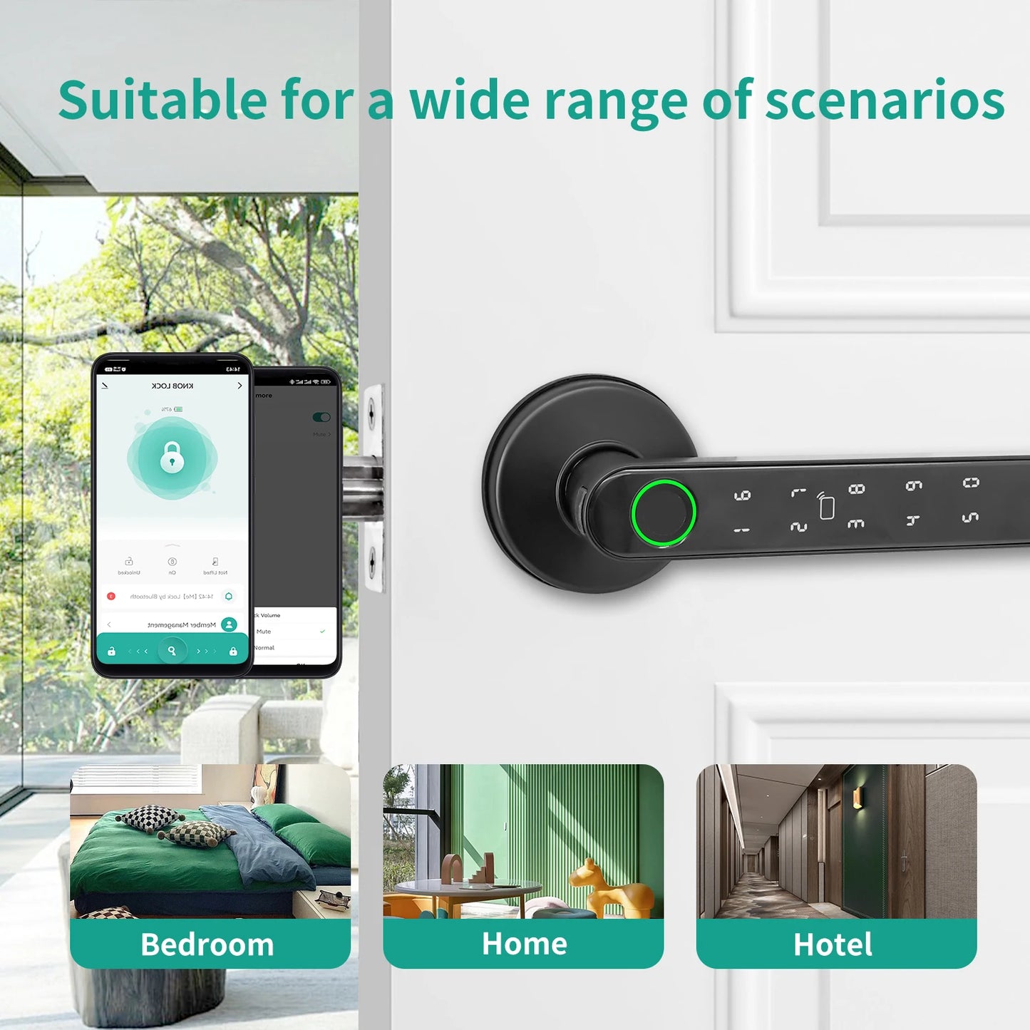 Tuya 5-in-1 Door Lock Smart Home Products Fingerprint Locks	Remote Control App Unlock Support Password IC Card Key Unlock