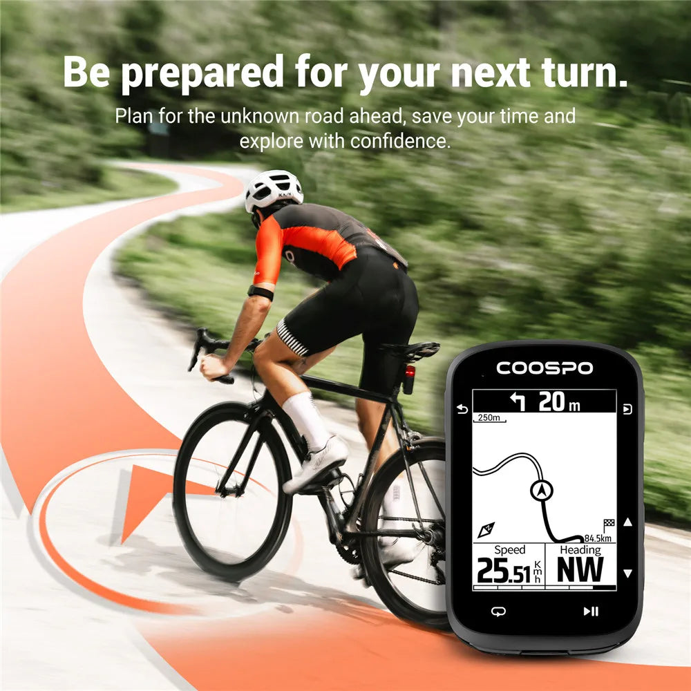 COOSPO CS500 Route Navigation Bike Computer GPS Cycling Odometer Wireless Bicycle Speedometer Cycle Stopwatch ANT+ Bluetooth5.0