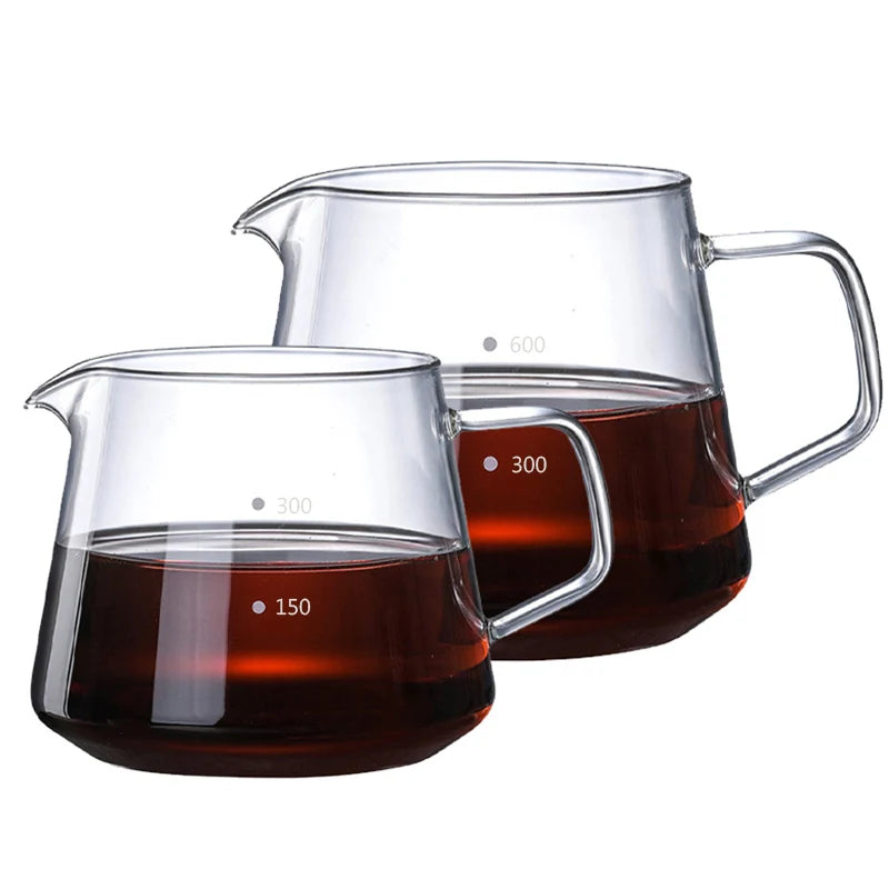 Coffee Server Glass Coffee Pot Heat Resistant Glass Kettle Sharing Pot 600/300ml Pour Over Coffee Espresso Maker Accessories